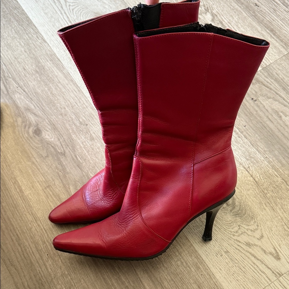 Elegant Red Heeled Boots for Women